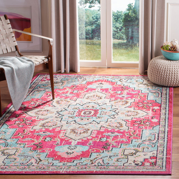 Bungalow Rose Gutierez Oriental Pink/Blue/Beige Area Rug & Reviews